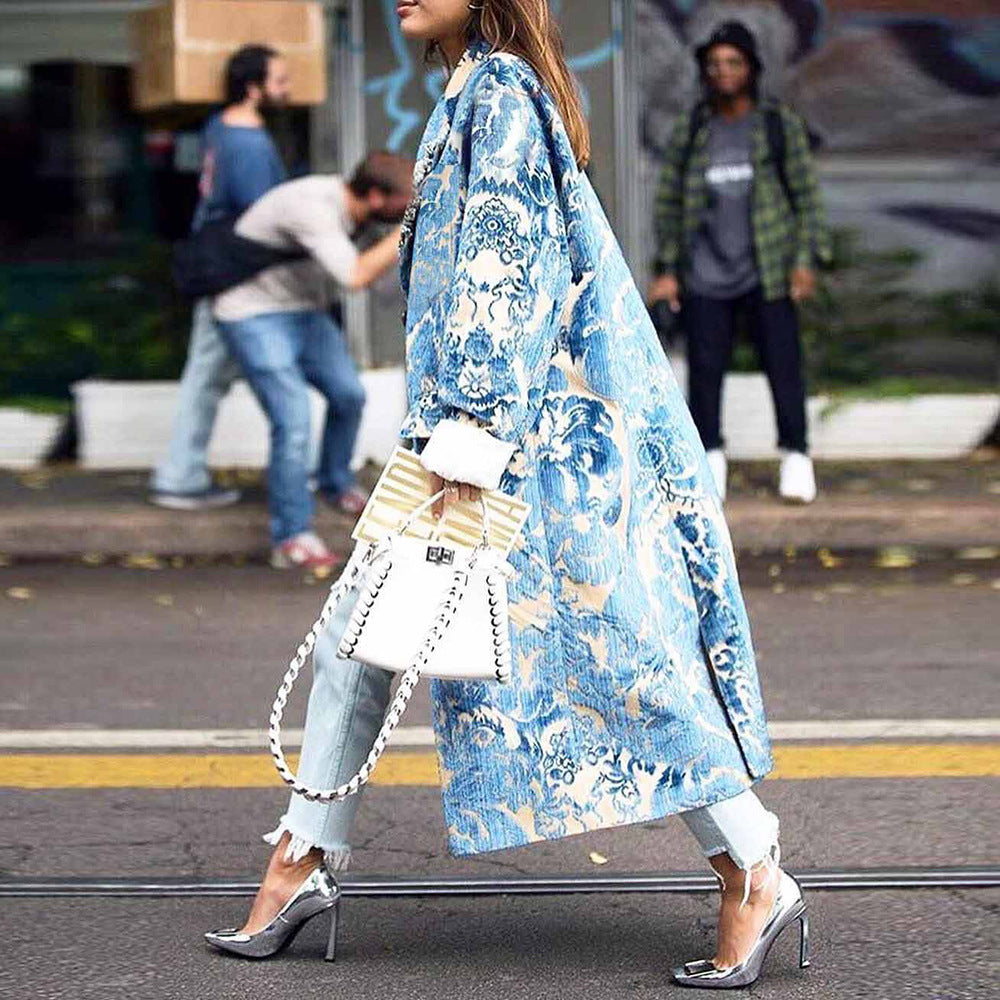 Coat Print Dragon And Phoenix Woolen Limorista