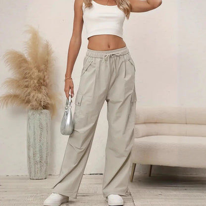European And American Trousers High Waist Loose Tappered Wide-leg Overalls Limorista