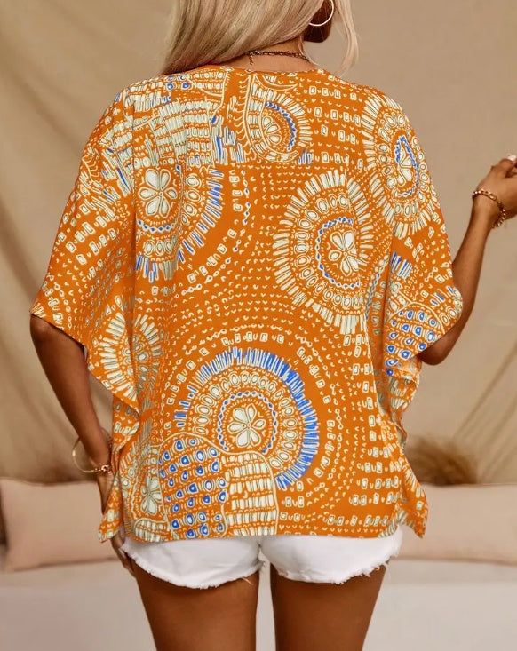 Vacation Style Batwing Sleeve Top Limorista