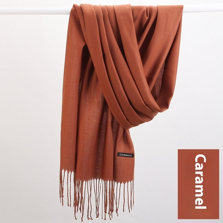 Pure Color Warm Keeping Scarf All-match Cashmere Shawl Limorista