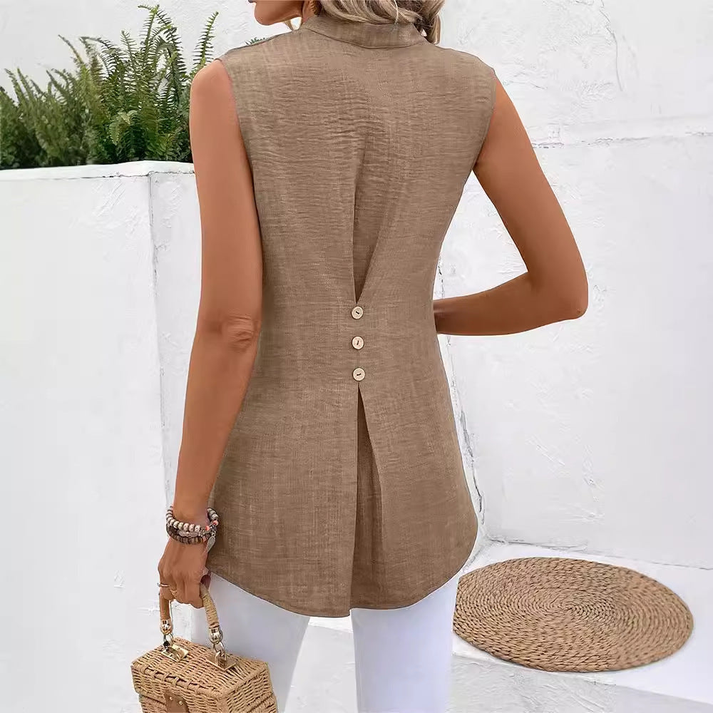 New Blouse Sleeveless V-neck Slim Design Women&