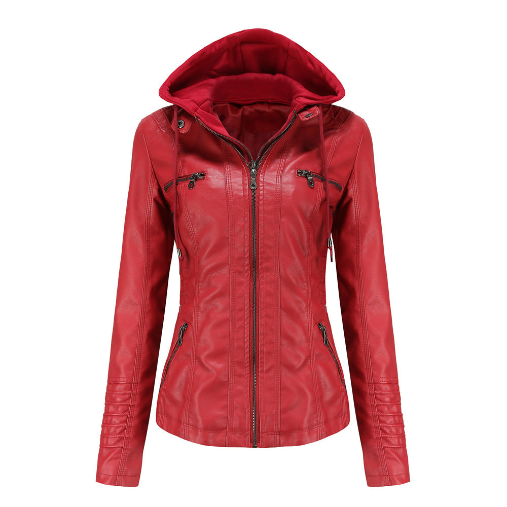 Detachable Two-piece Hooded Leather Jacket Limorista