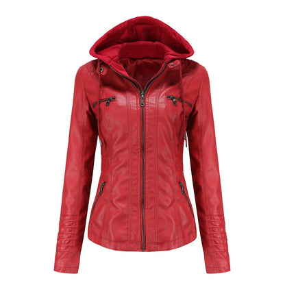 Detachable Two-piece Hooded Leather Jacket Limorista