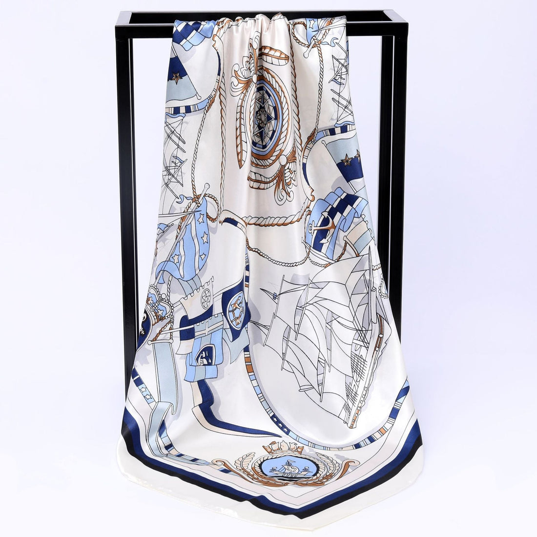 Sailing Print Emulation Silk Scarf Fashion Shawl Limorista