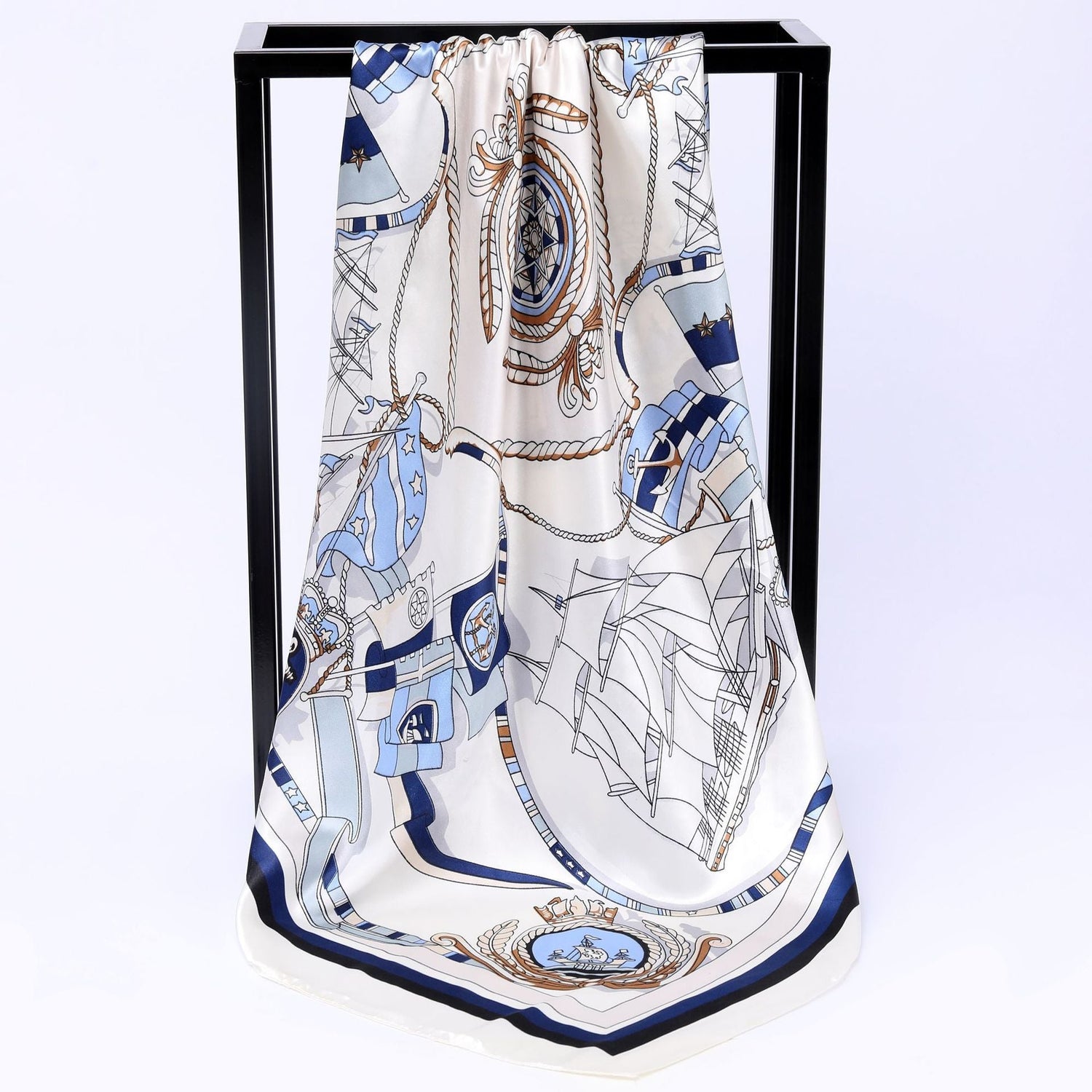 Sailing Print Emulation Silk Scarf Fashion Shawl Limorista