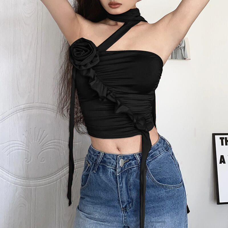 Flower Pleated Scarf Floating Top For Women Limorista