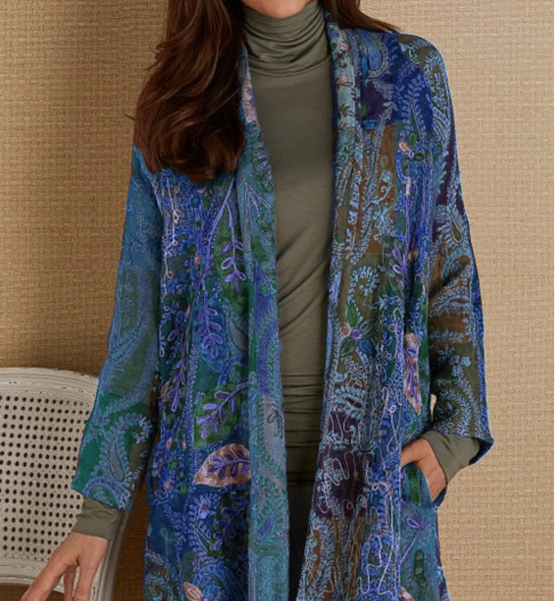 Explosive European And American Spring New Printed Cardigan Shirt Jacket Women&