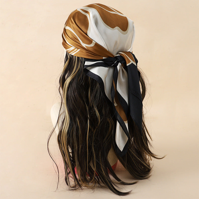 Artificial Silk Striped High-grade Korean Style Stylish Beach Arm Bag Silk Scarf Limorista