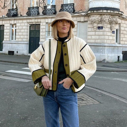 Fall Winter Fashion Contrast Color Women&