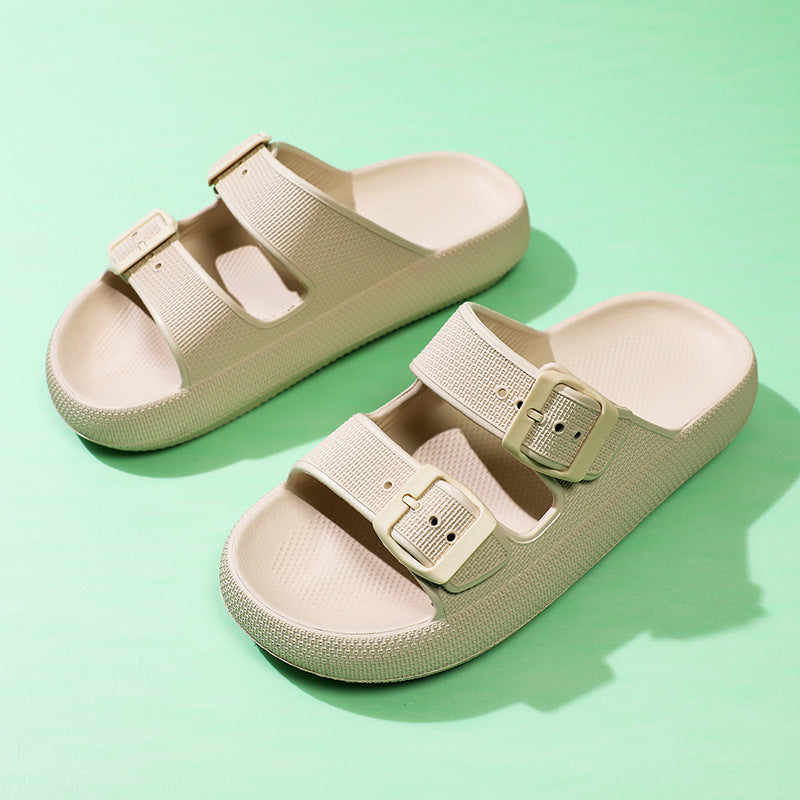 High Elastic Rubber Soft Platform Double Buckle Slippers For Women Limorista