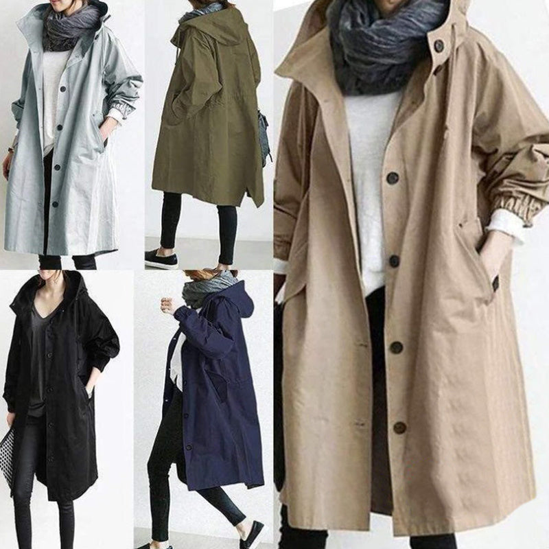 Women Windbreaker Jacket Casual Loose Button Pockets Hooded Quick Dry Windproof Waterproof Clothes For Outdoor Hiking Camping Limorista