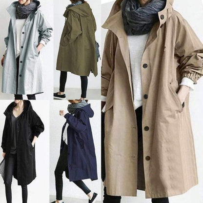 Women Windbreaker Jacket Casual Loose Button Pockets Hooded Quick Dry Windproof Waterproof Clothes For Outdoor Hiking Camping Limorista