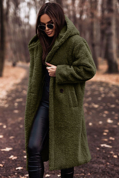 Fashion Long Clean Color Long Sleeve Woolen Women&