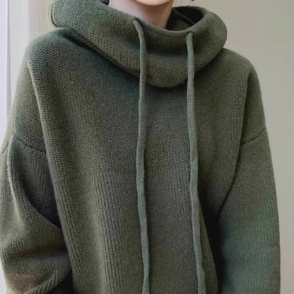 Hooded Solid Color Knitted Sweater Limorista