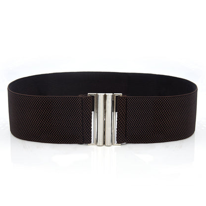 Elastic Elastic Silver Buckle Wide Belt Decorated Skirt Accessories Limorista