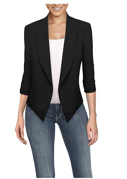 Long Sleeve Solid Color Cardigan Irregular Hem Small Suit Women Limorista