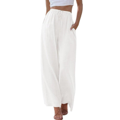 Loose Casual Pocket Drawstring Wide-leg Pants For Women Limorista