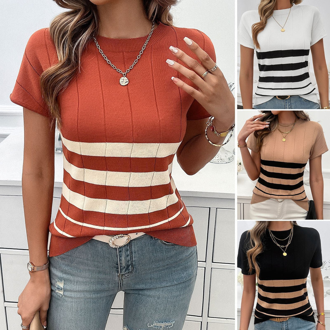 Elegant Slim Striped Sweater For Women Limorista