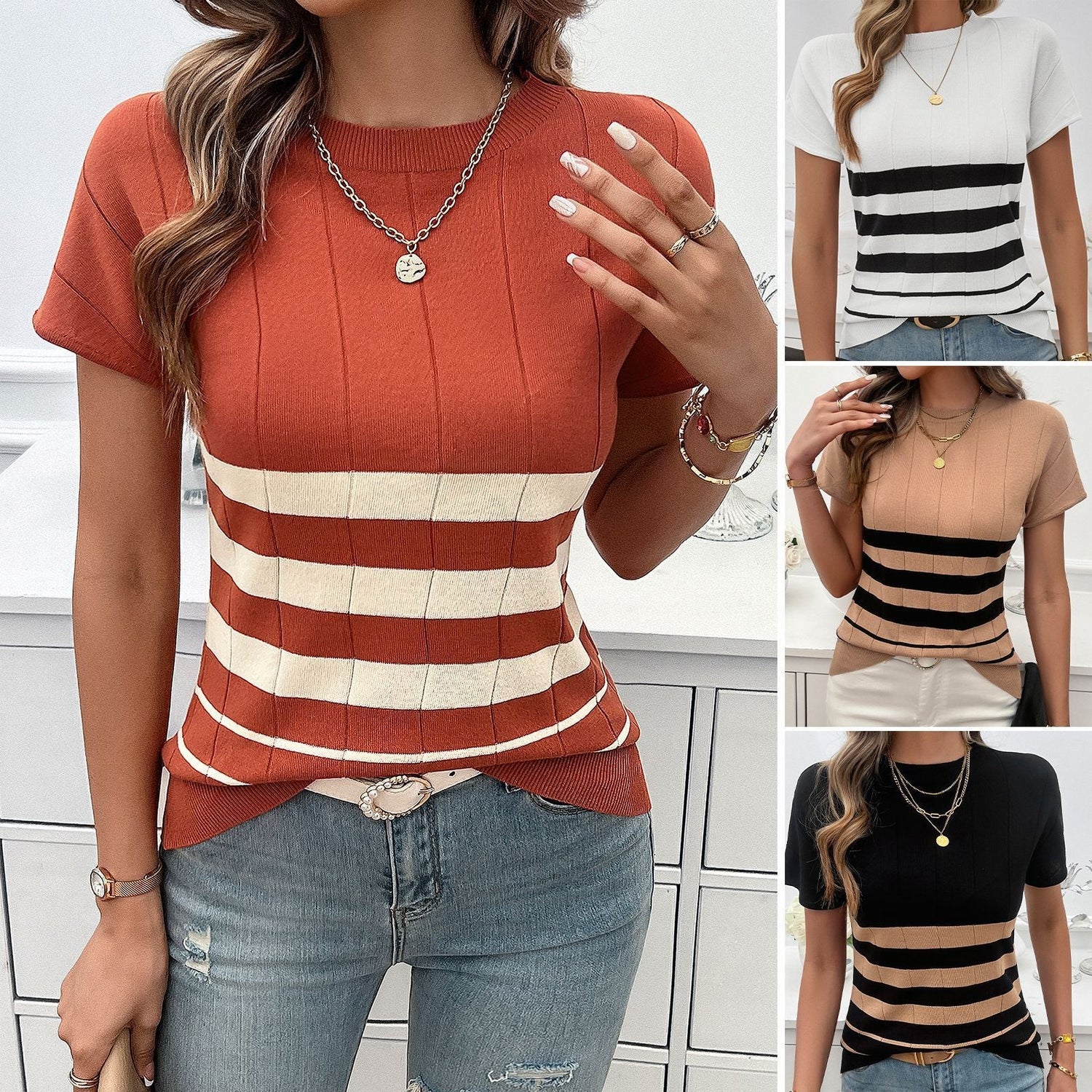 Elegant Slim Striped Sweater For Women Limorista