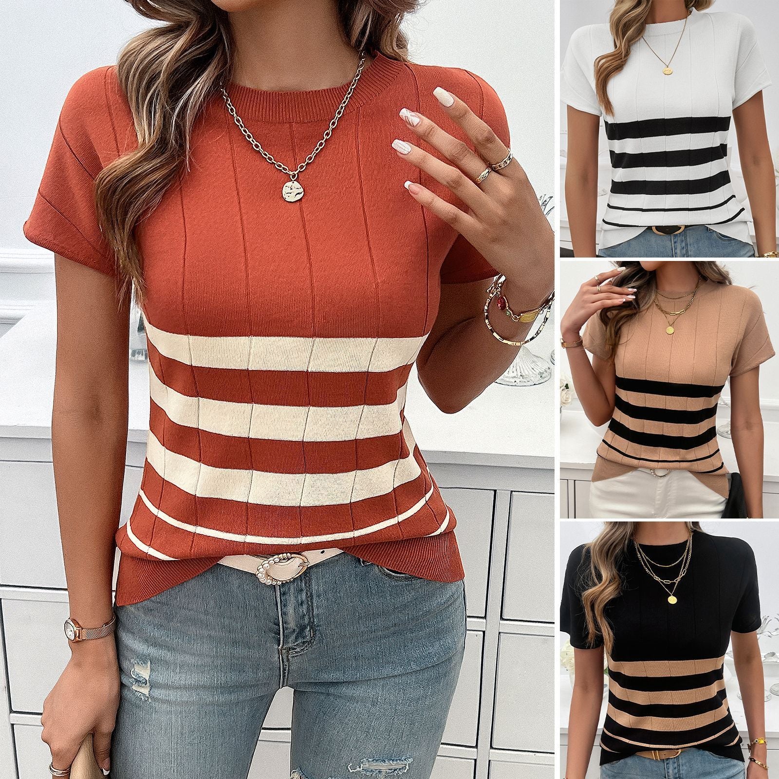 Elegant Slim Striped Sweater For Women Limorista