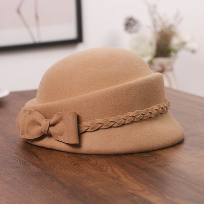 Elegant Bow Beret Wool Top Hat Limorista
