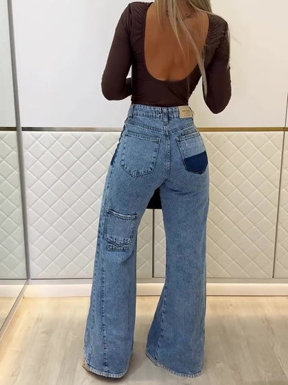 Trendy Light Blue High - Waisted Flared Jeans Limorista