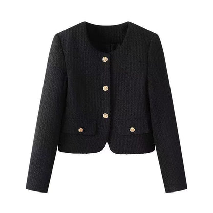 French Style Retro Crew Neck Coat For Women Limorista
