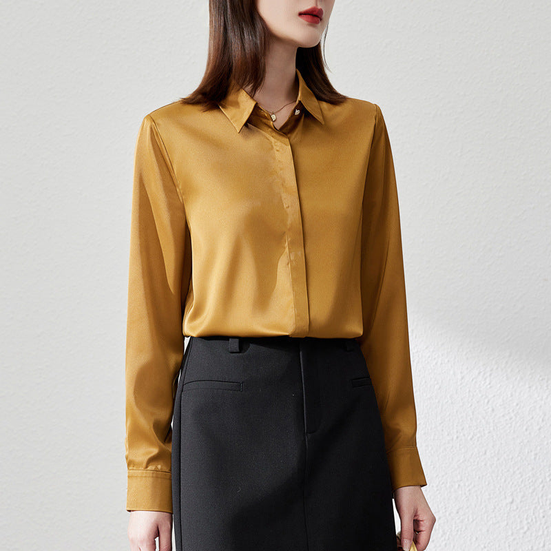 Graceful Satin Top OL Business Clothing Shirt For Women Limorista