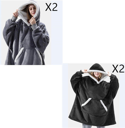 Men And Women Can Wear Zipper Flannel Lazy Blanket Limorista