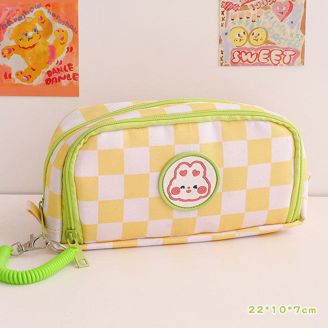 Japanese Simple Large-capacity Checkerboard Pencil Case Limorista