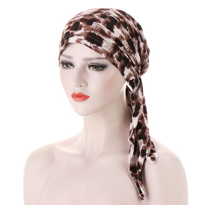 Curved Tail Turban Hat Flower Cloth Pullover Limorista