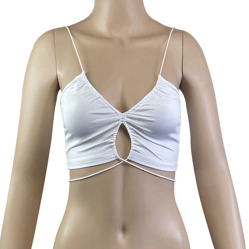 Outer Wear Tight Lace-up Adjustable Refreshing Backless Knitted Milk Silk Camisole Limorista