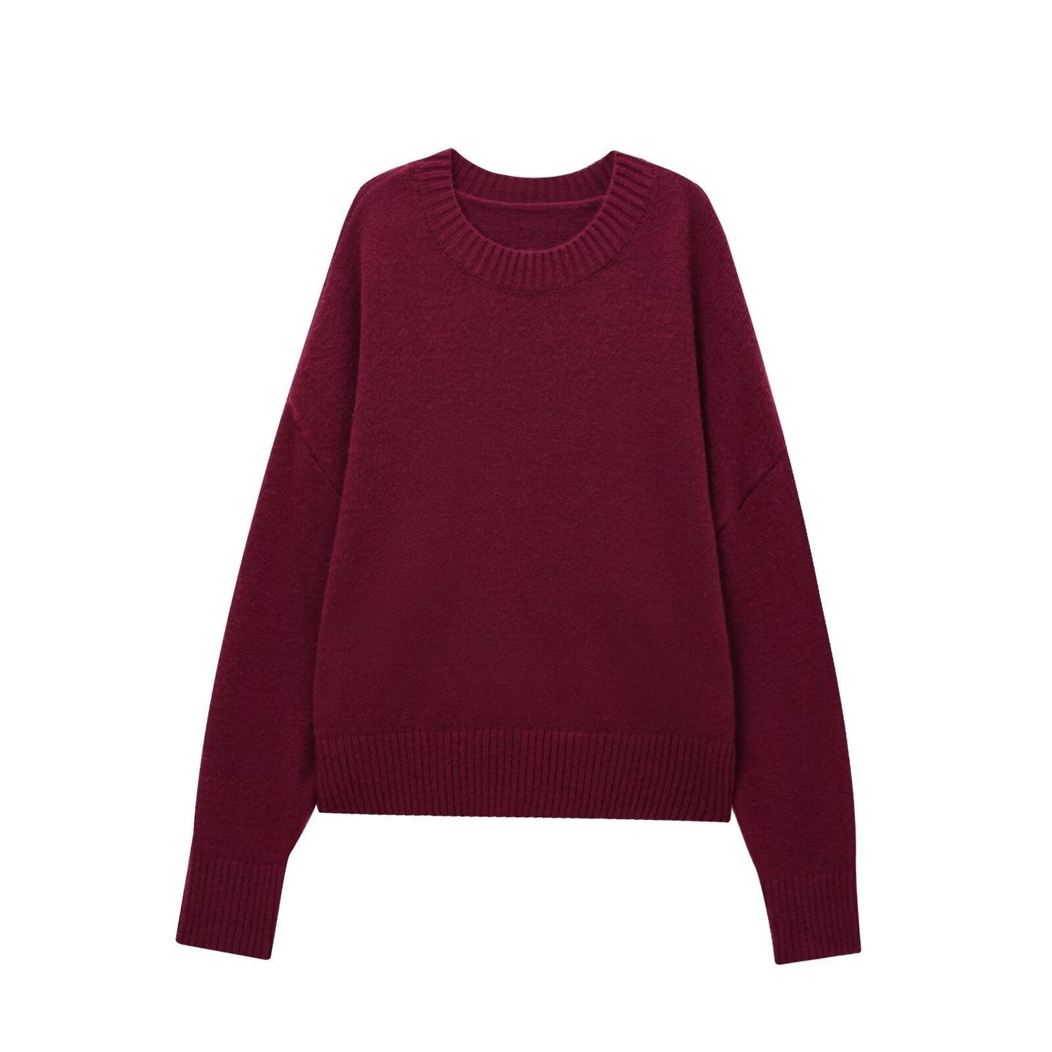 Versatile Solid Color Long Sleeve Soft Sweater Limorista