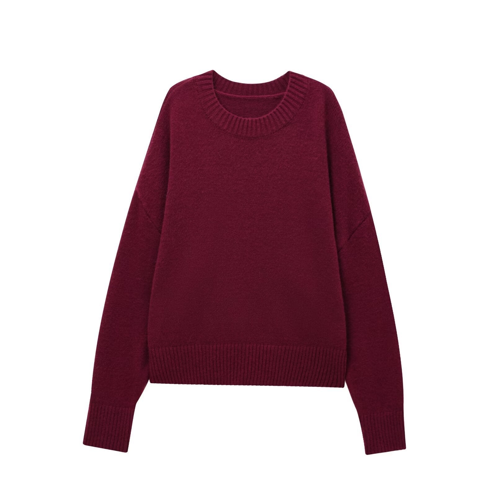 Versatile Solid Color Long Sleeve Soft Sweater Limorista