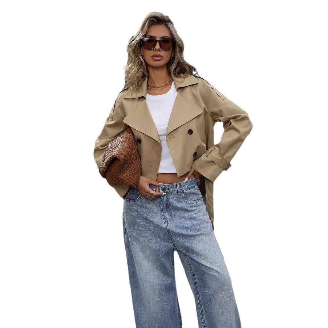 European And American Fallwinter Jacket Jacket Casual Temperament Double Breasted Top Limorista