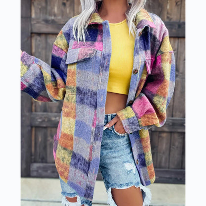 Printed Fashion Polo Collar Long-sleeved Coat Limorista