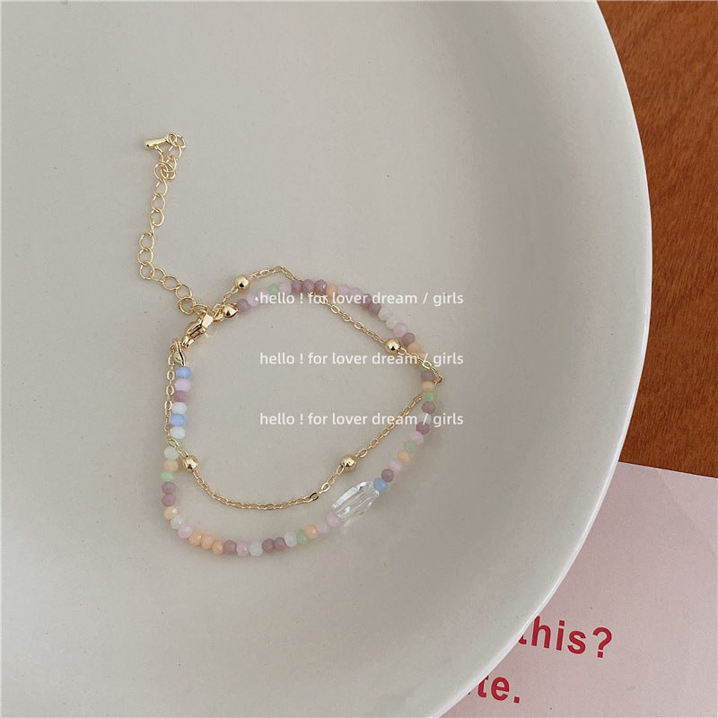 New Color Crystal String Beads Double Layer Twin Bracelet Limorista