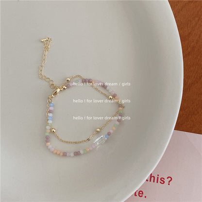 New Color Crystal String Beads Double Layer Twin Bracelet Limorista