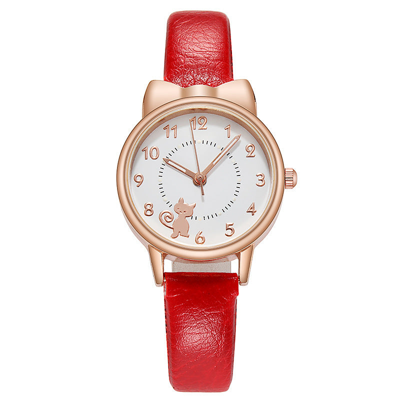 Personality Cute Kawai Cat Net Red Luminous Student Watch Female Quartz Watch Limorista