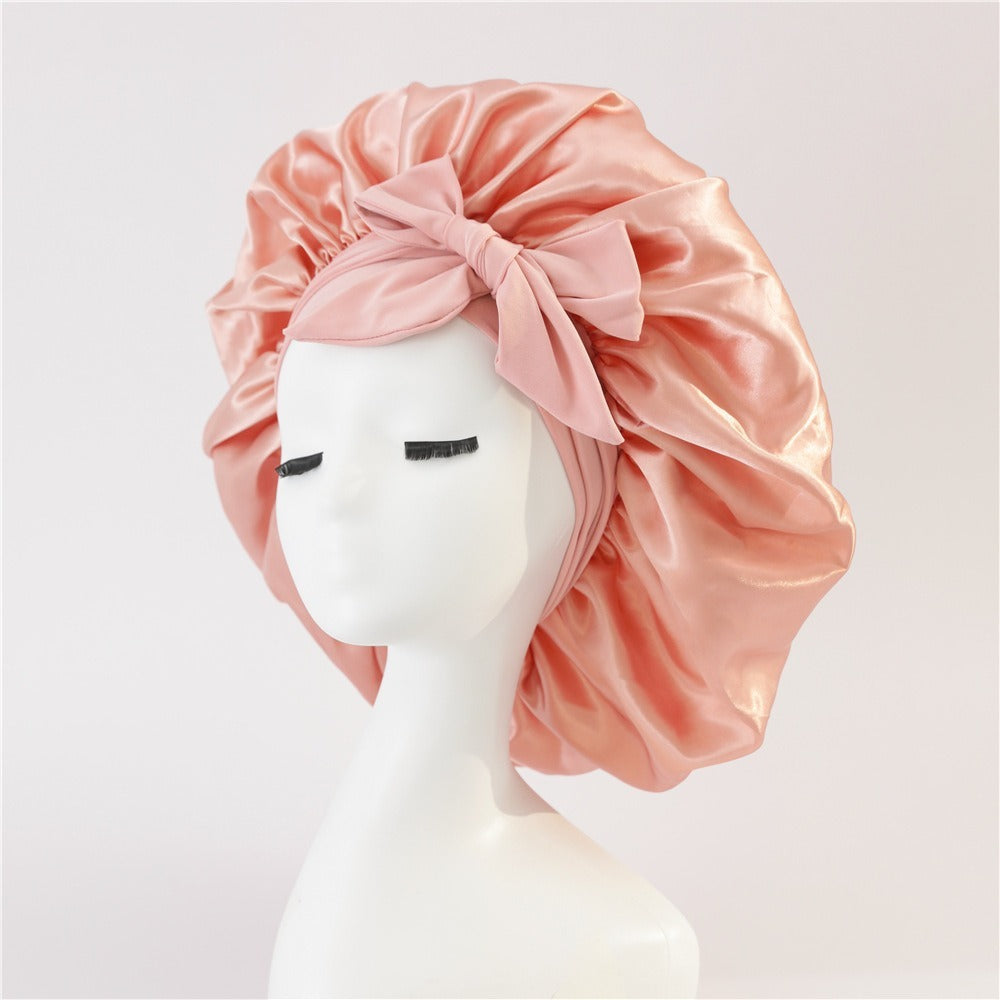 Satin Ribbon Round Bow Elastic Nightcap Limorista