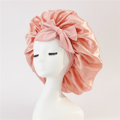 Satin Ribbon Round Bow Elastic Nightcap Limorista