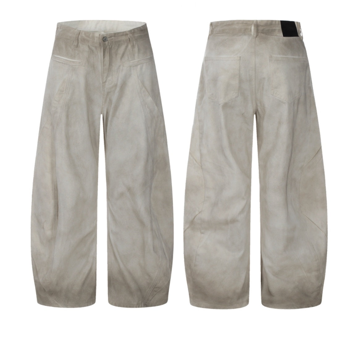 Retro Distressed Dirty White Wide Leg Pants Casual Trousers Limorista
