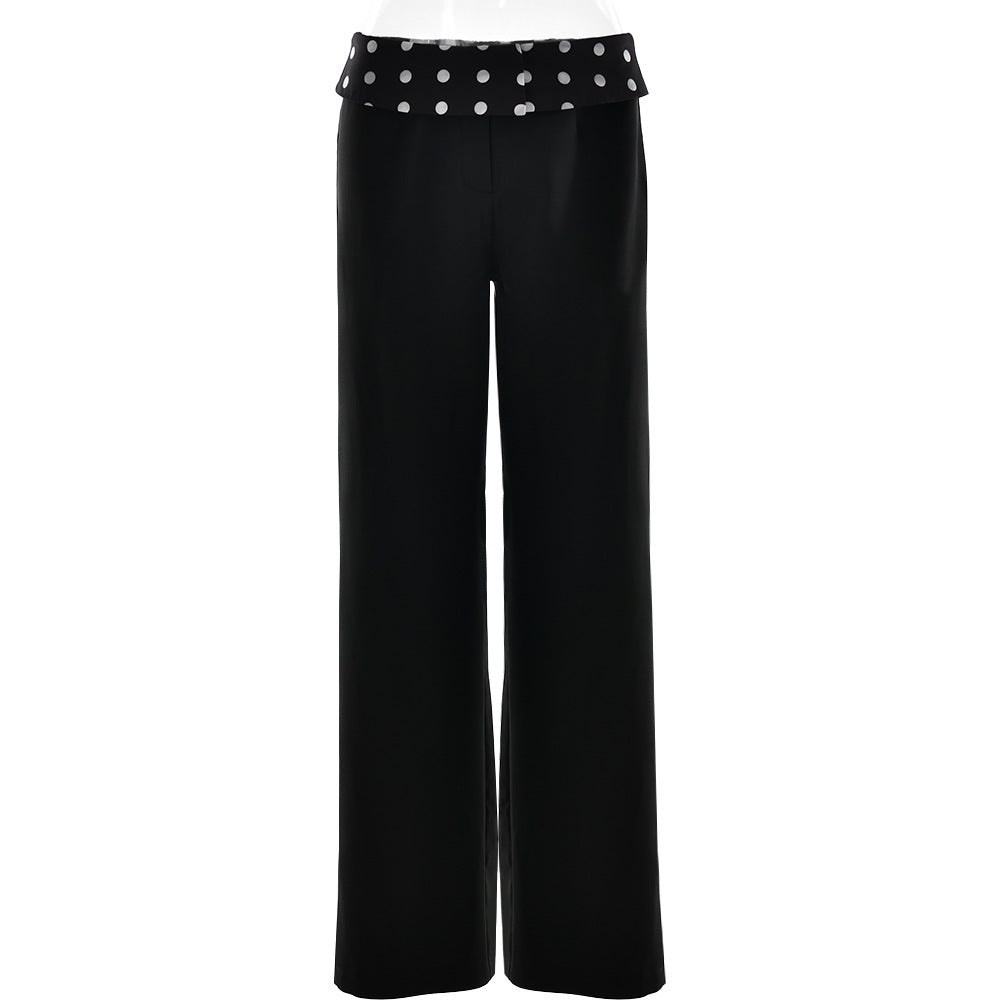 Slim-fitting Patchwork High Waist Straight Pants Limorista