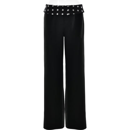 Slim-fitting Patchwork High Waist Straight Pants Limorista