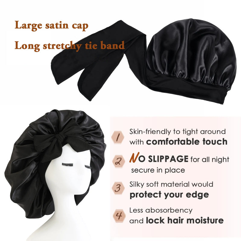 New Silk Bonnet For Sleeping Women Satin Bonnet Hair Bonnet Night Sleep Cap Scarf Wrap For Curly Hair With Tie Band For Curly Hair Limorista