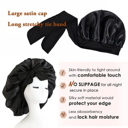 New Silk Bonnet For Sleeping Women Satin Bonnet Hair Bonnet Night Sleep Cap Scarf Wrap For Curly Hair With Tie Band For Curly Hair Limorista