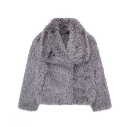 Winter Plush Coat Fashion Thicken Lapel Outwear Casual Long Sleeve Tops Womens Clothing Limorista