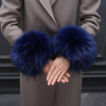 Faux Fur Fox Cuffs Plush Down Jacket  Big Artificial Hand Cuffs Limorista