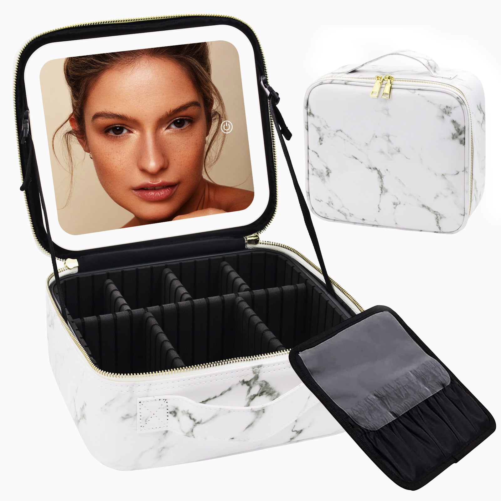 Large Capacity Cosmetic Case With LED Mirror High Sense Multifunctional Storage For Makeup Artist Cosmetic Bag Limorista