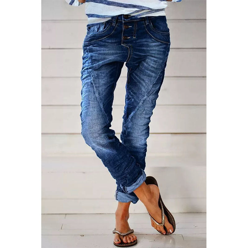 Drawstring Elastic Waist Washed Women&